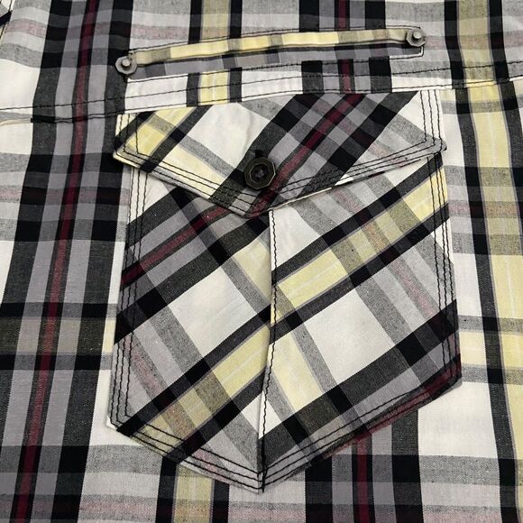 Smoke Rise Men Plaid Button Up Roll Up Long Sleeves Shirt Size 3XL 100% Cotton - Picture 4 of 16